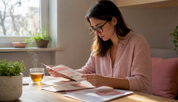Woman reading intimate health materials