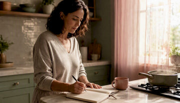 Woman journaling hormonal symptoms
