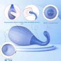 Squeezable silicone bottle with moldable nozzle rod on a light blue background