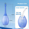 Blue cup with measurements and capacity details on a blue background