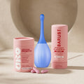 Barubt pH Balanced Probiotic Wash and Vaginal Probiotic products on a beige background