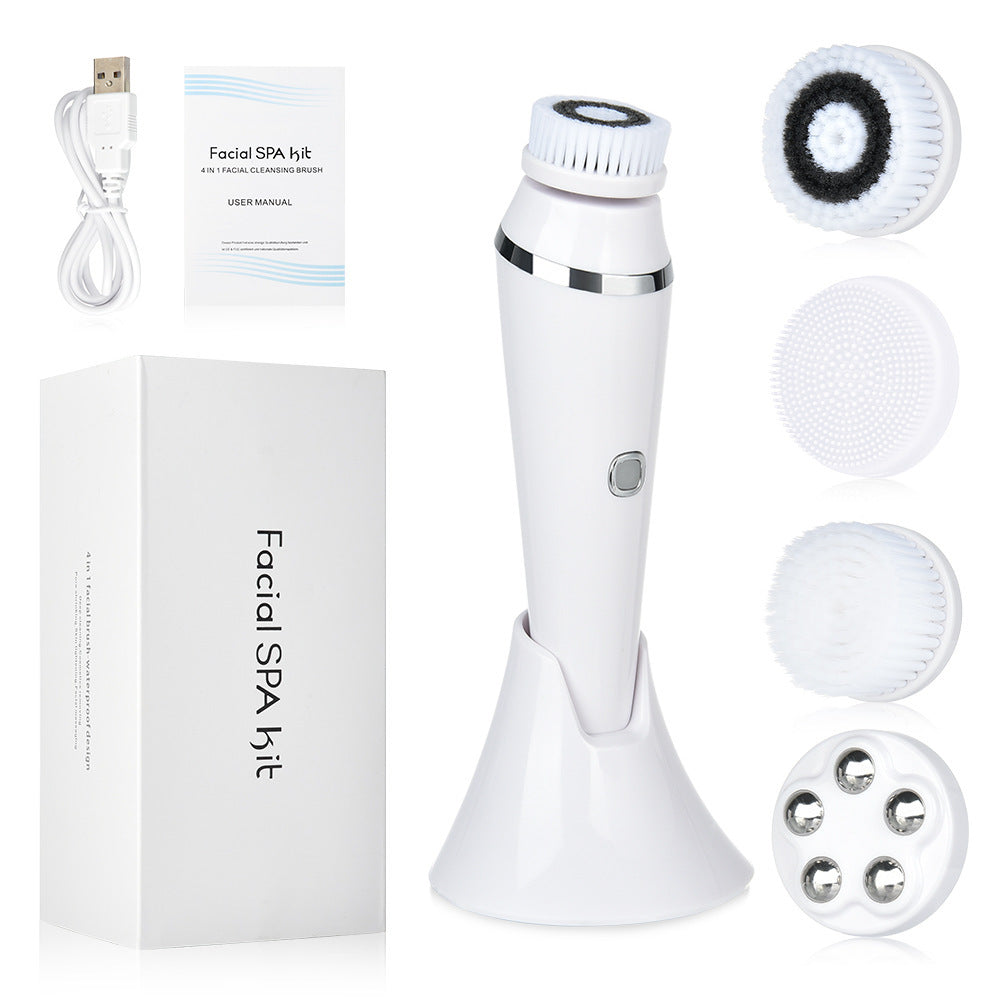 Facial SPA kit with main device, attachments, and packaging on a white background