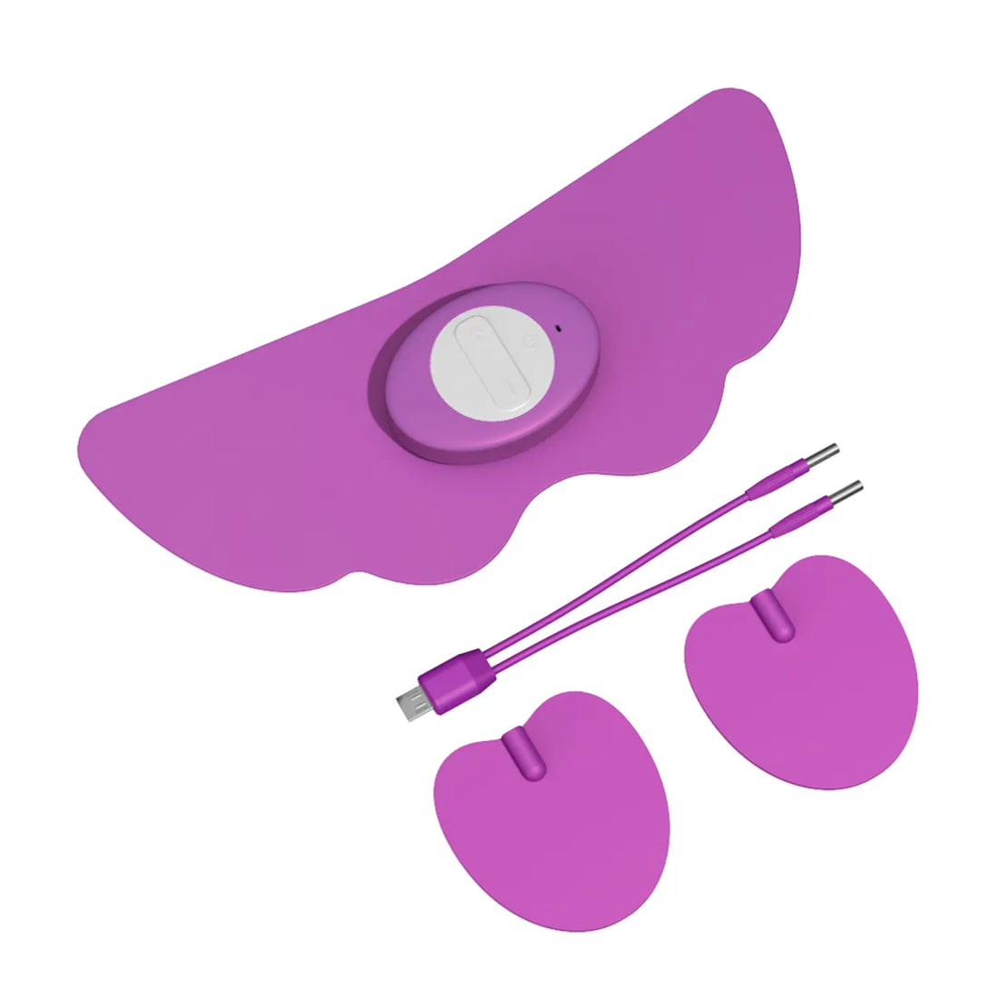 Arrae bloat product with purple electronic device and cable on a beige background