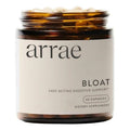 Jar of arrae Bloat dietary supplement with a white label on a white background